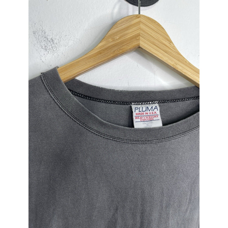 Men’s Black Faded Pluma Tag Heavyweight Cotton Long Sleeve Shirt Sz XL