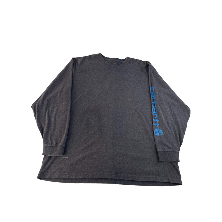 Mens Carhartt Gray Charcoal Longsleeve Solid Shirt Logo Sleeve Size 2XL