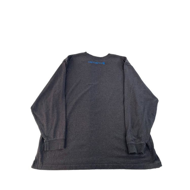Mens Carhartt Gray Charcoal Longsleeve Solid Shirt Logo Sleeve Size 2XL