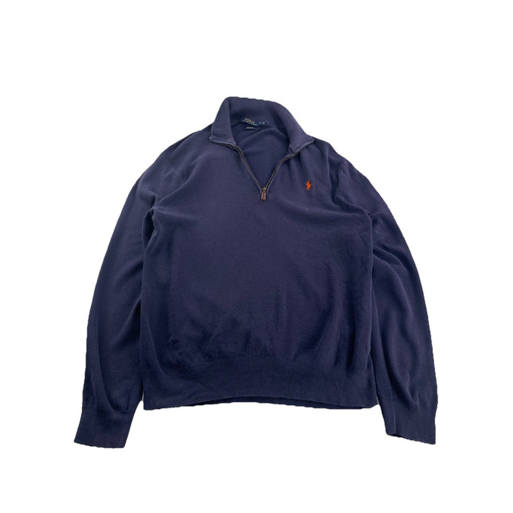 Mens Vintage Polo Ralph Lauren Collard Quarter Zip Sweater Size Xl