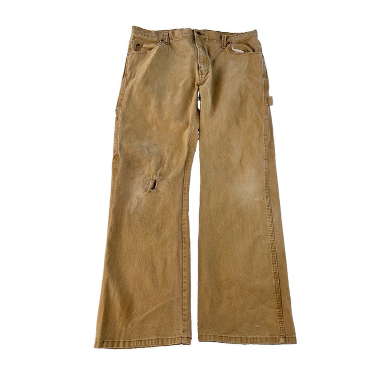 Men's Dickies Canvas Carpenter Work Pants Brown Size 36x30