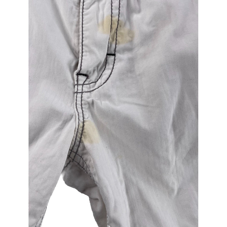 Men Rock Revival White Cargo Shorts Thivk Black Stitch Size 34