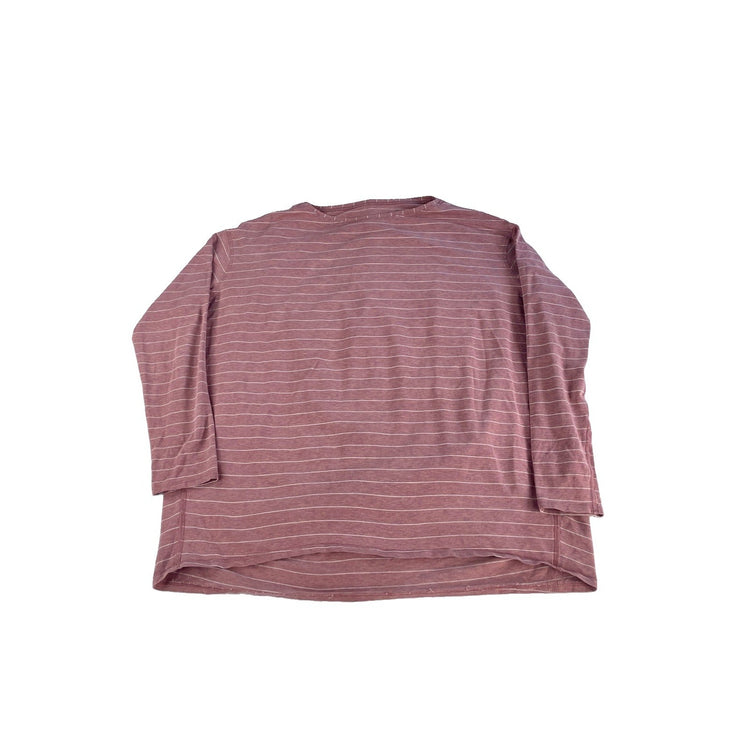 Womens Lululemon Pink Heathered Striped Back In Action Long Sleeve Shirt Size2XL
