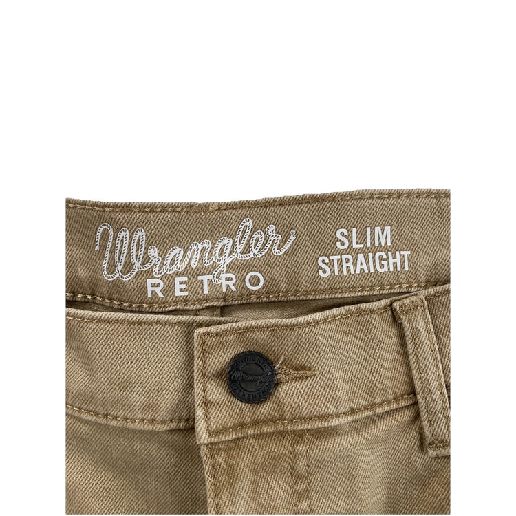 Men’s Wranglers Retro Tan Slim Straight Jeans Size 35x34