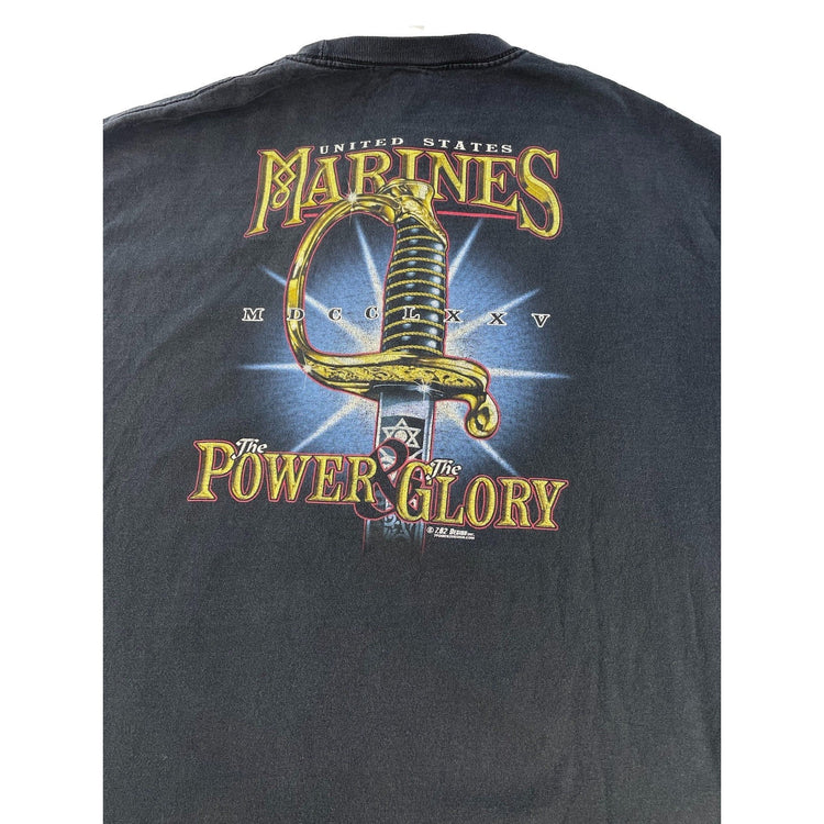 Mens Vintage 7.62 Design United States Marines T-Shirt Black Size XL
