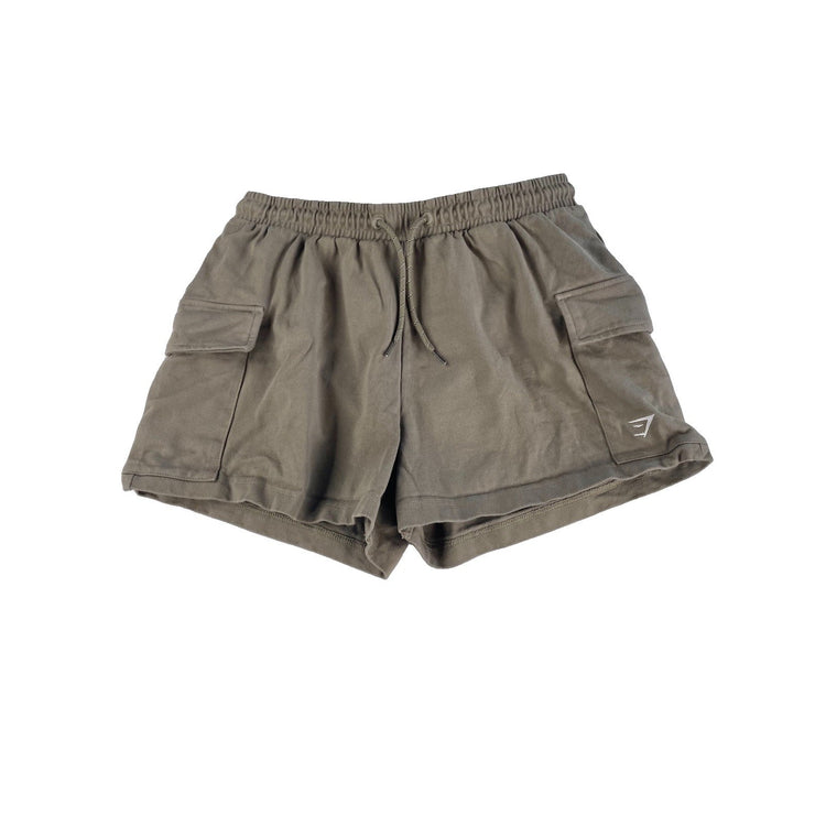 Womens Gymshark Olive Green Fleece French Terry Shorts Size S