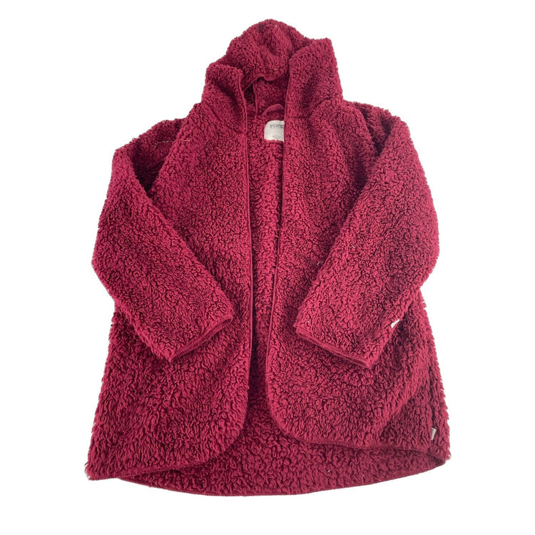 Victoria Secret PINK Sherpa Cardigan OSFM Burgundy Maroon Hooded Jacket One Size