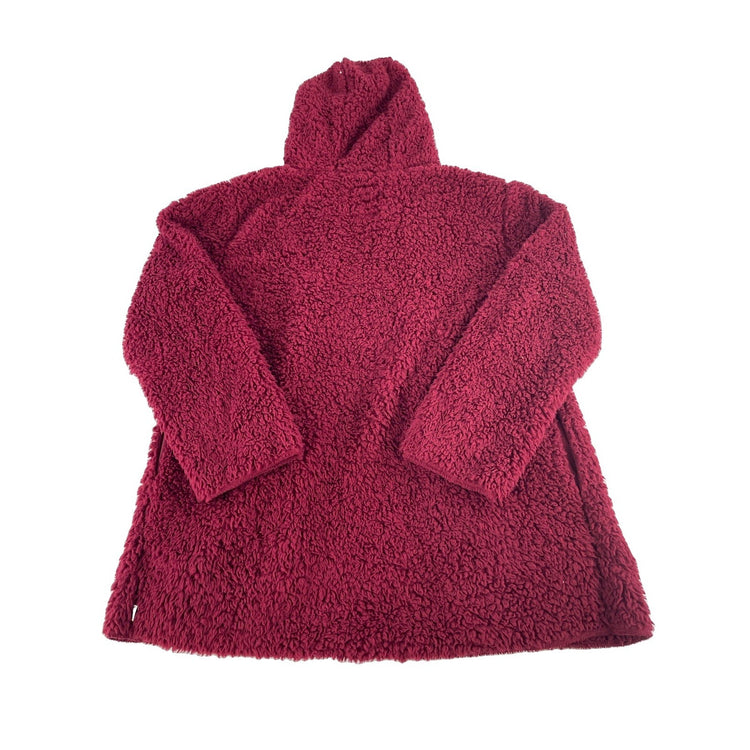Victoria Secret PINK Sherpa Cardigan OSFM Burgundy Maroon Hooded Jacket One Size