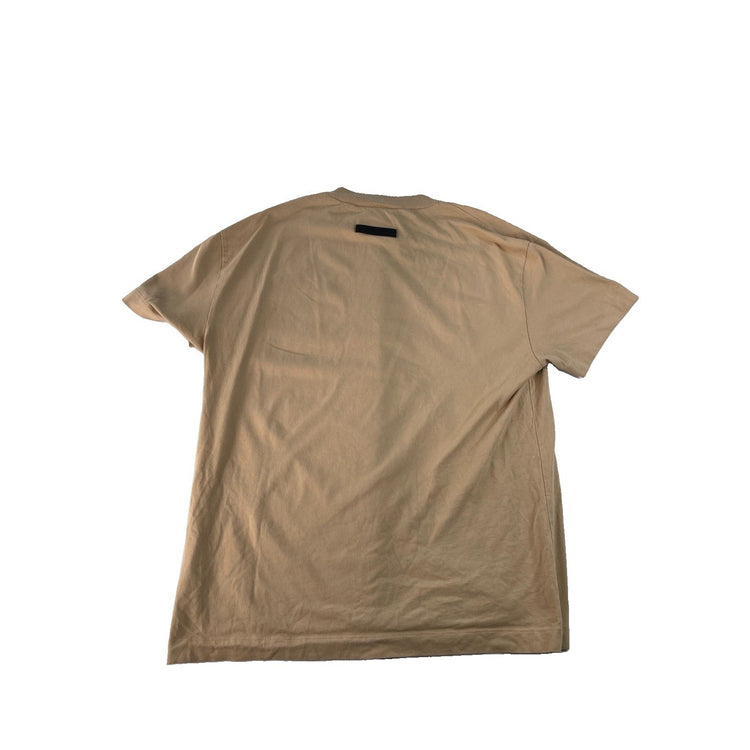Mens Essentials Fear Of God Tan-Cream Solids Logo T-Shirt Size S