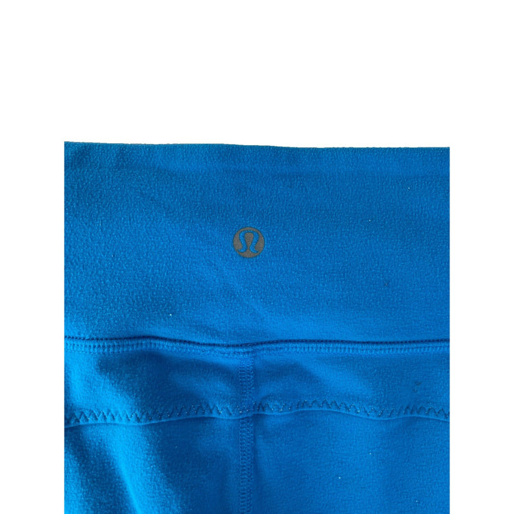 Women Lululemon Royal Blue Ruched Hem Athletic Workout Capri Crop Pants Size 12