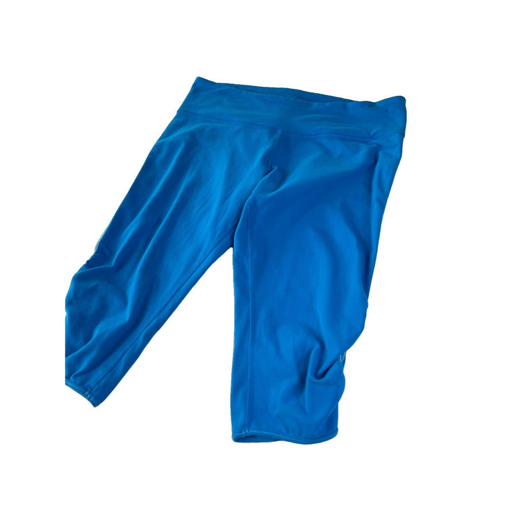 Women Lululemon Royal Blue Ruched Hem Athletic Workout Capri Crop Pants Size 12