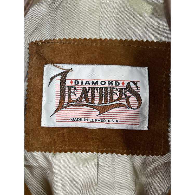 Women’s Vintage Diamond Leathers Brown Lined Fringe Jacket Sz M