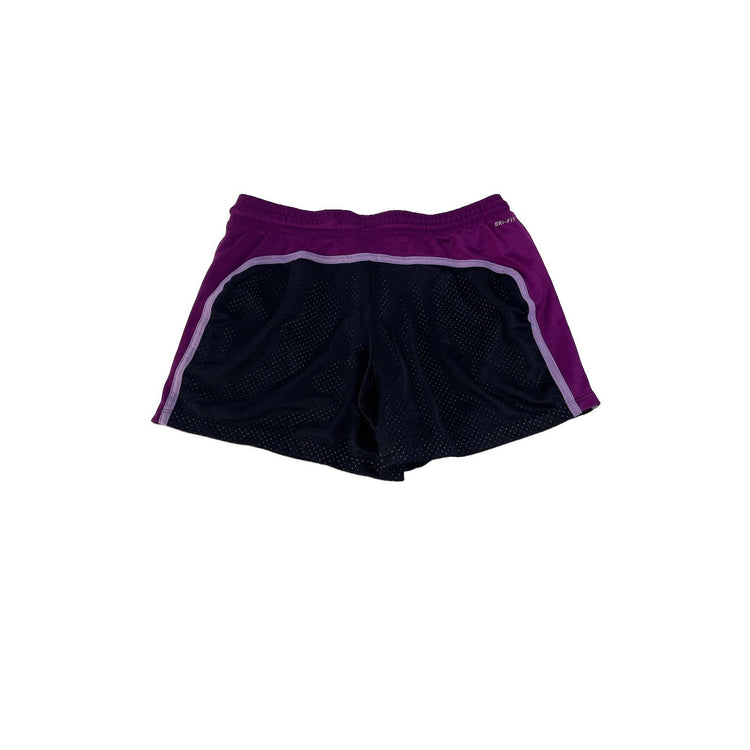 Women's Nike Dri-FIT Mesh Athletic Training Shorts, Black and Purple, Size M