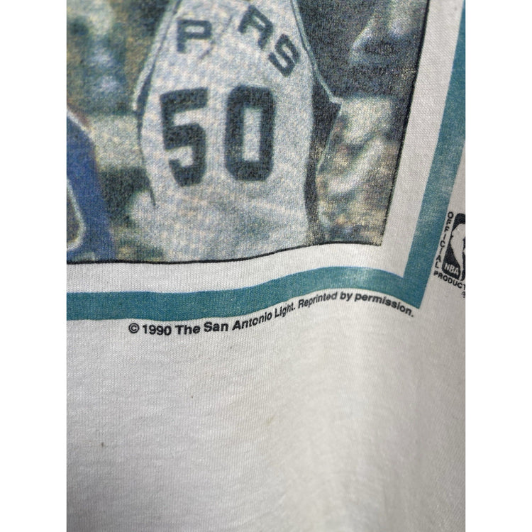 RARE VTG 1990 David Robinson rookie of the year spurs Newspaper Shirt Sz XLarge