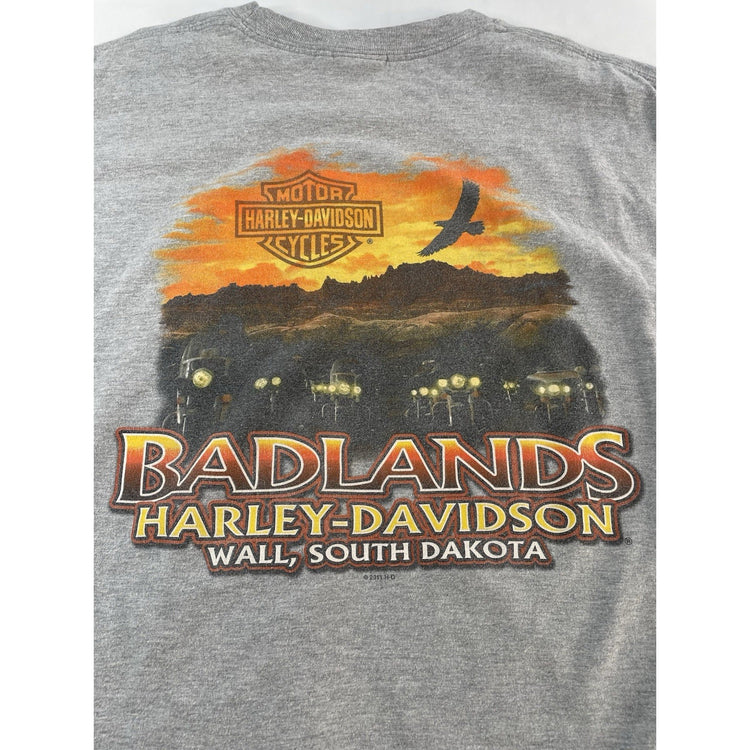 Mens 2011 Harley Davidson Gray South Dakota T Shirt Size XL