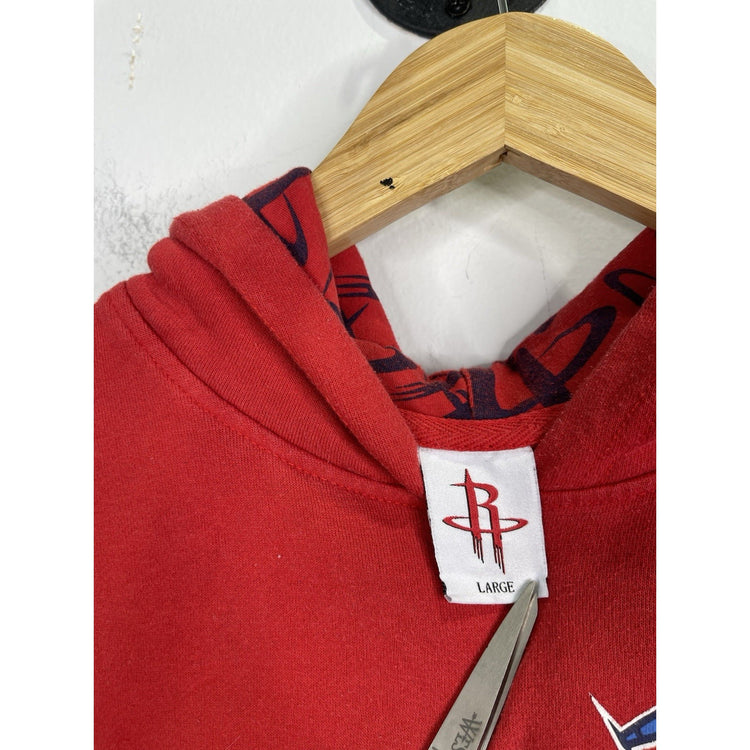 Youth Authentic Houston Rockets Red Graphic Hoodie Basketball Sz Large