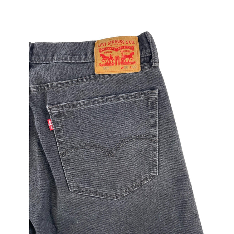Mens Levis 505 Black Denim Jeans Size 36