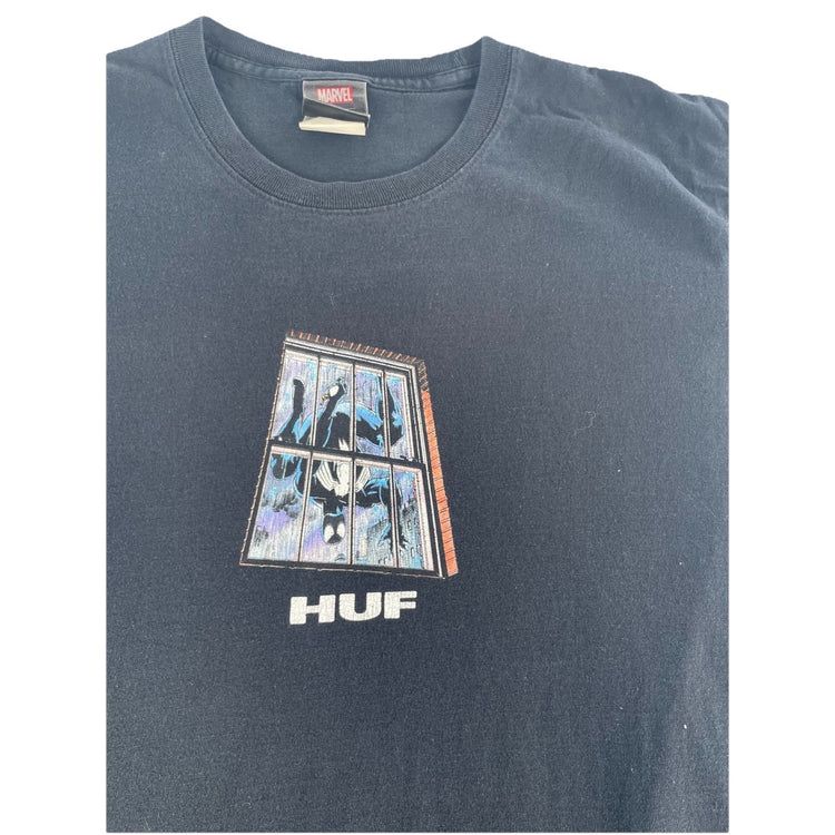 Mens HUF X Marvel Spider-Man Symbiote Black Suit Graphic T-Shirt Size L