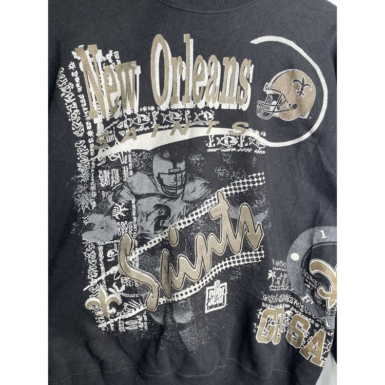 Men’s Vintage Fruit Of The Loom Sweatshirt NFL New Orleans Saints Black Sz XL