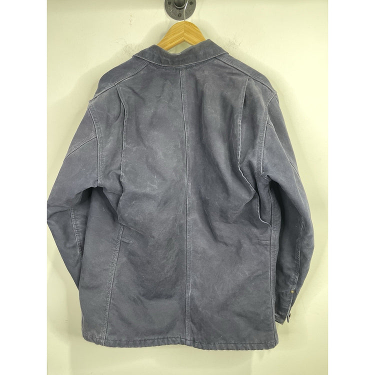 Men’s Navy Blue Vintage Carhartt Chore Coat Jacket Blanket Lined Workwear Sz M