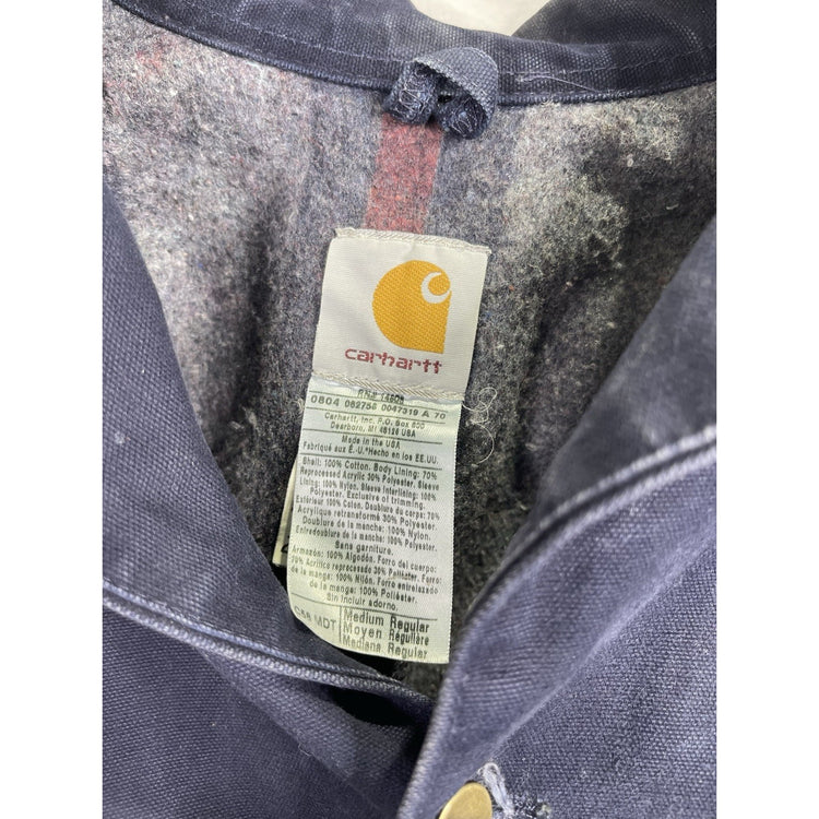 Men’s Navy Blue Vintage Carhartt Chore Coat Jacket Blanket Lined Workwear Sz M