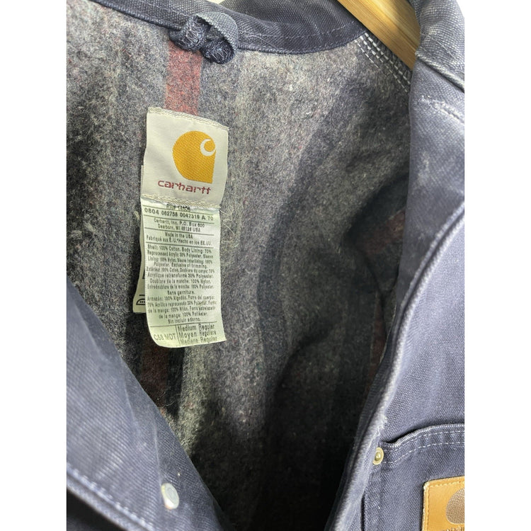Men’s Navy Blue Vintage Carhartt Chore Coat Jacket Blanket Lined Workwear Sz M