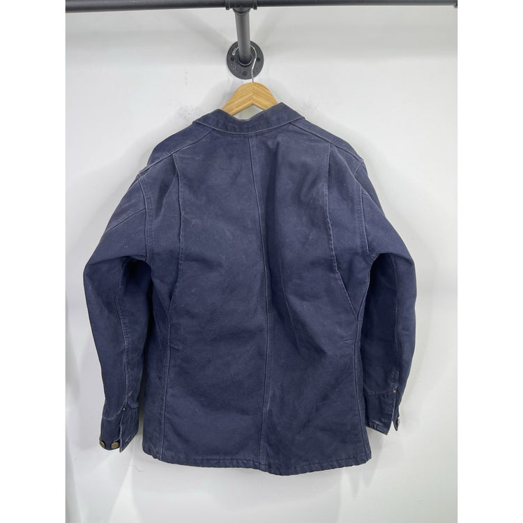 Men’s Navy Blue Vintage Carhartt Chore Coat Jacket Blanket Lined Workwear Sz M