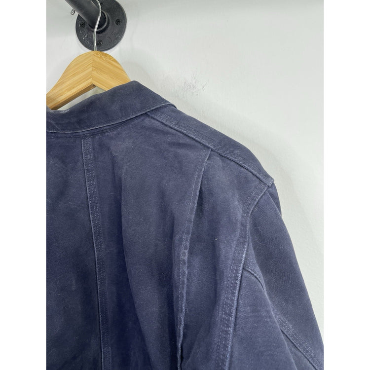 Men’s Navy Blue Vintage Carhartt Chore Coat Jacket Blanket Lined Workwear Sz M