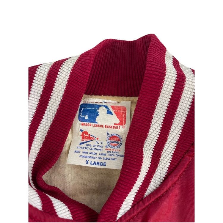 Mens Vintage Starter Philadelphia Phillies Red Satin Button Jacket Size XL