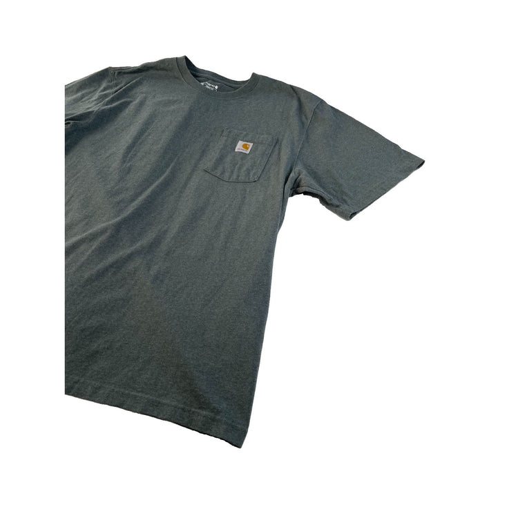 Men Carhartt Loose Fit Heavyweight ShortSleeve Pocket T-Shirt Grey/Green Size XL