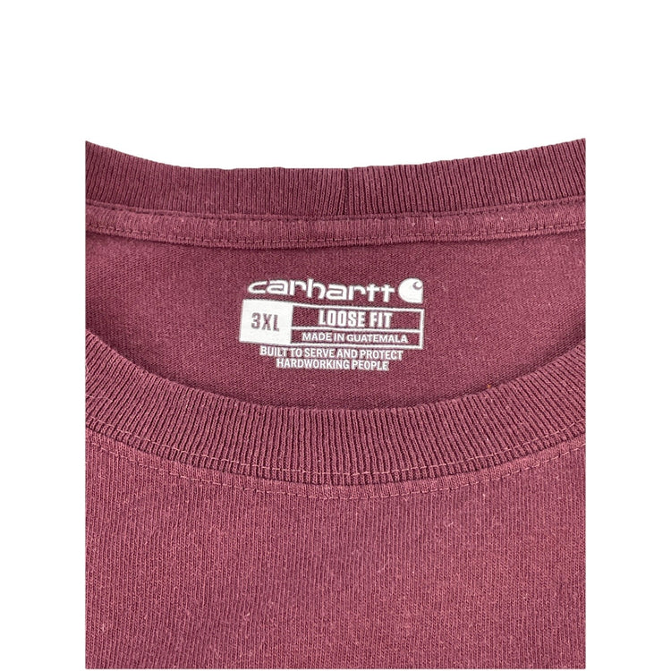 Carhartt Red Maroon Loose Fit Pocket Crew Neck Short Sleeve Shirt Men's 3XL