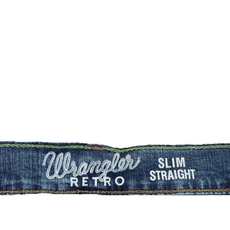 Mens Wranglers Retro Slim Straight Blue Denim Jeans Size 38x32