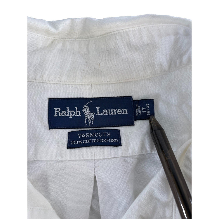 Mens Ralph Lauren Classic White Button-Up Longsleeve Shirt Size 17 36/37