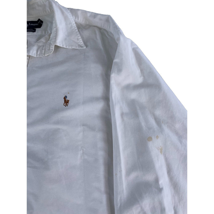 Mens Ralph Lauren Classic White Button-Up Longsleeve Shirt Size 17 36/37