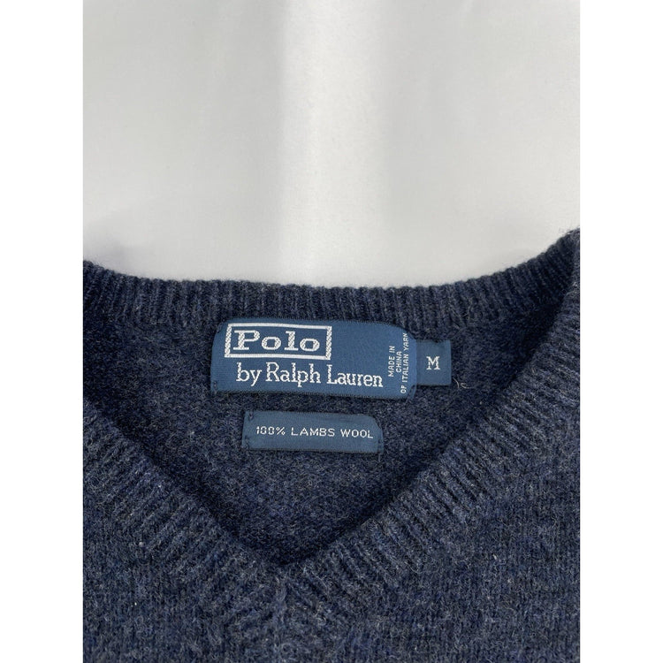 Mens Polo Ralph Lauren Size Medium Navy Blue Lambswool Sweater