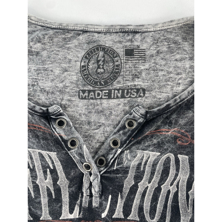 Womens Y2K Affliction American Metal Lace Long Sleeve T Shirt Size Medium