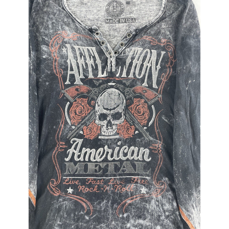 Womens Y2K Affliction American Metal Lace Long Sleeve T Shirt Size Medium