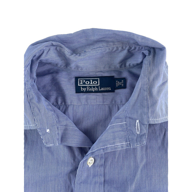 Mens Polo My Ralph Lauren Blue White Stipes Dress Shirt Size 15-32/33