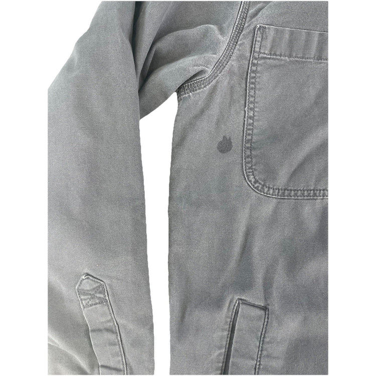 Mens Carhartt Gray Relaxed Fit Canvas Fleece Lined Button Up T Shirt Size Medium