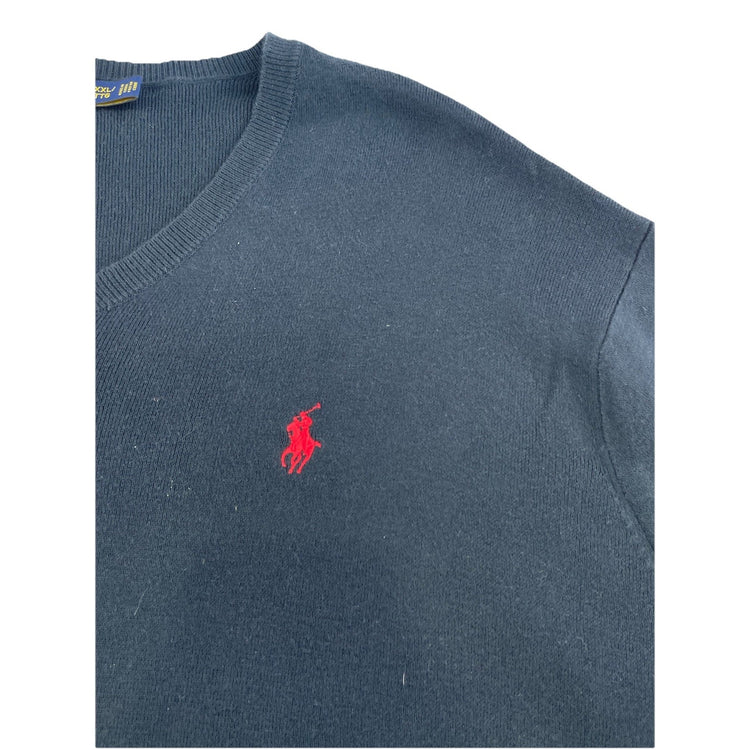 Mens Polo Ralph Lauren Size 2XL Black V Neck Sweater