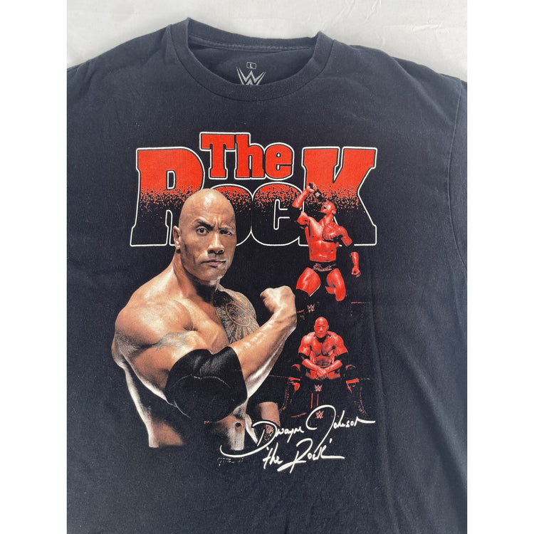 Mens Offical WWE The Rock Graphic Black Tee Size L