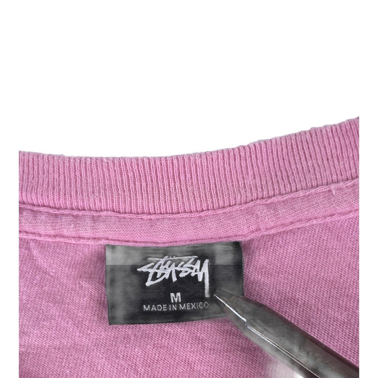 Mens Vintage Stüssy Pink Graphic T-Shirt Size Medium Rare Surf Skate