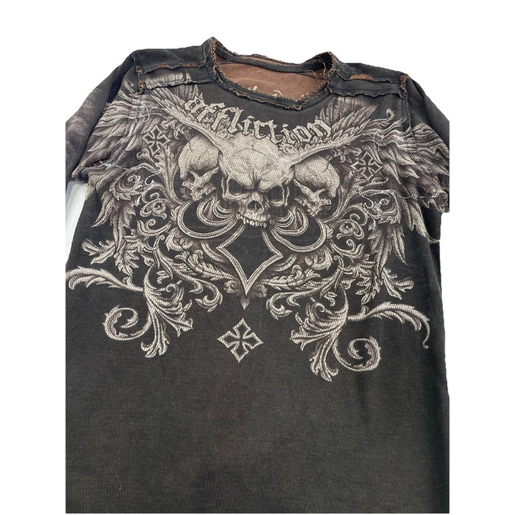 Men’s Y2K Distressed Long Sleeved Graphic Shirt Size L