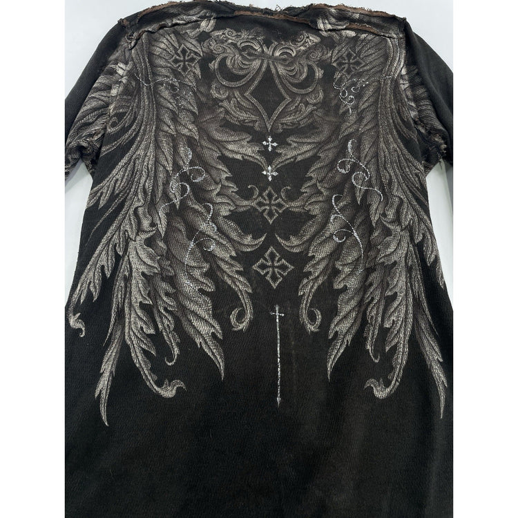 Men’s Y2K Distressed Long Sleeved Graphic Shirt Size L