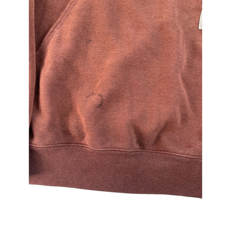 Men's Carhartt Pullover Hoodie Brown With Sleeve Logo Size L