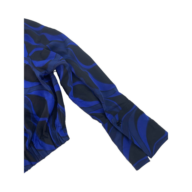 Womens Zara Blue & Black Swirl Pattern Blouse Size XS