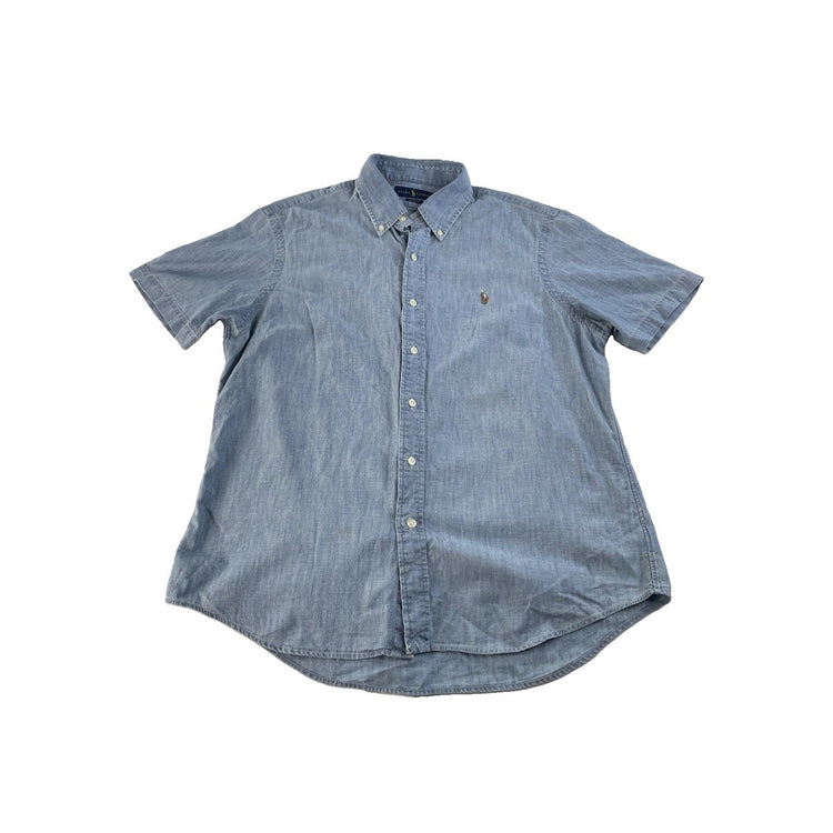 Mens Polo Ralph Lauren Classic Fit Blue Denim Button Down Shirt Size Large