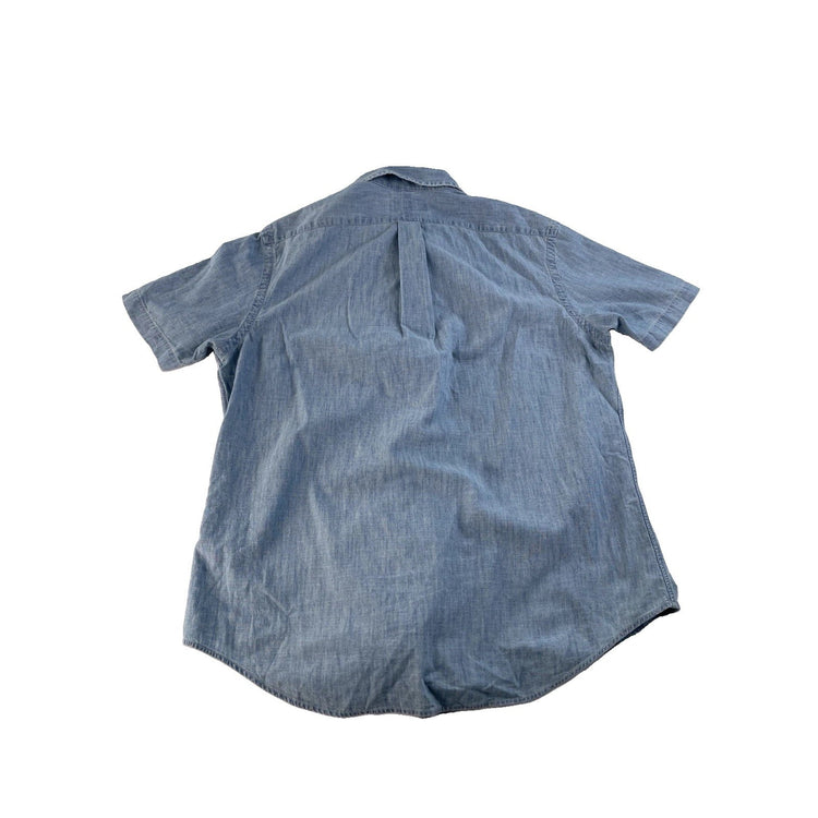 Mens Polo Ralph Lauren Classic Fit Blue Denim Button Down Shirt Size Large