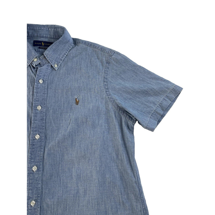 Mens Polo Ralph Lauren Classic Fit Blue Denim Button Down Shirt Size Large