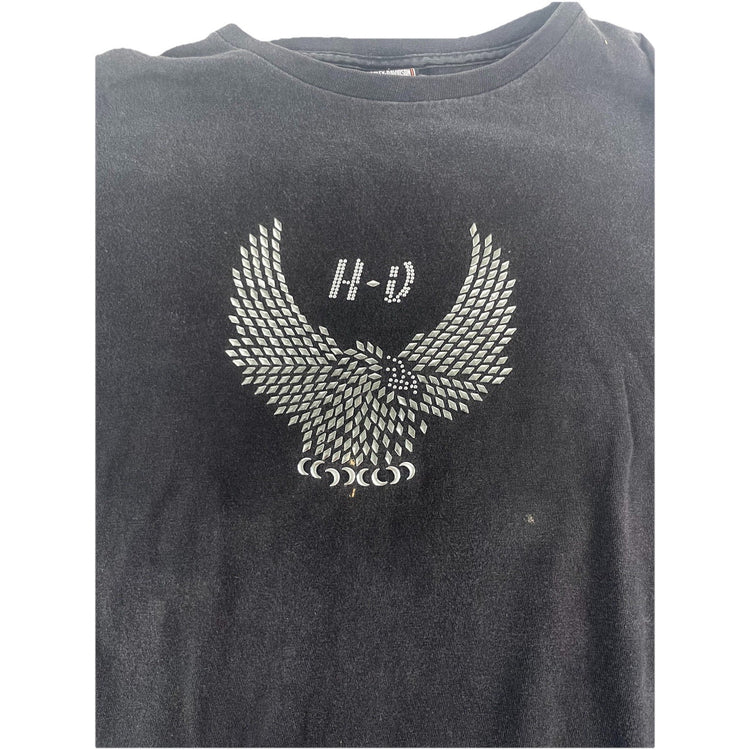 Womens Harley Davidson Black Studded Eagle Long Sleeve T Shirt Size Large